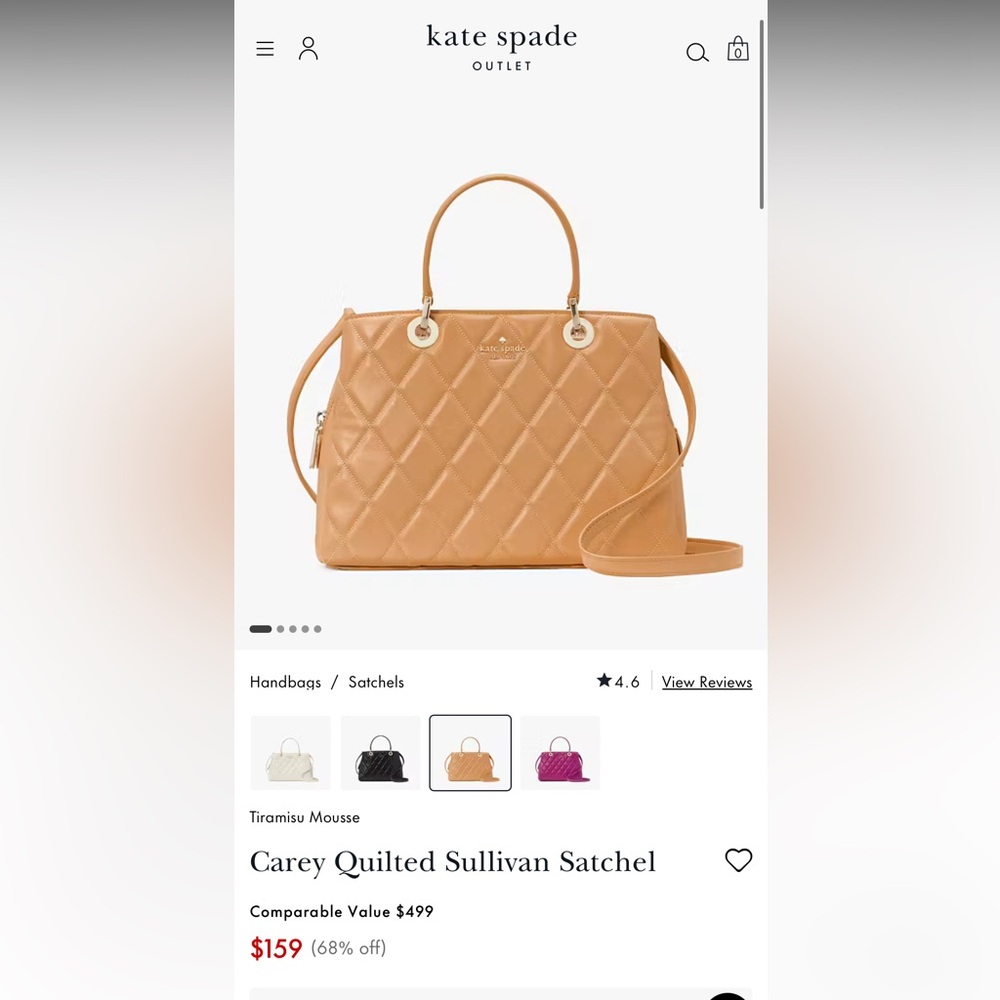Kate Spade Carey Quilted Sullivan Satchel. Used like new.